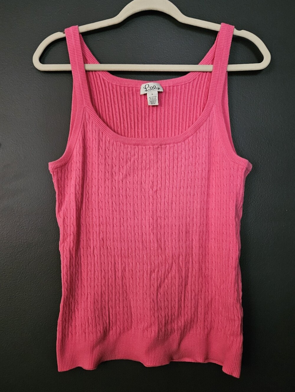 Vintage Lilly Pulitzer Hot Pink Cable Knit Tank Top Size Large Y2K Preppy